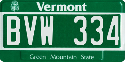 VT license plate BVW334