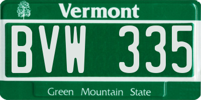 VT license plate BVW335