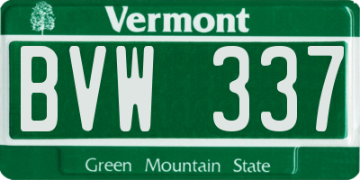 VT license plate BVW337