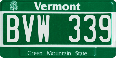 VT license plate BVW339
