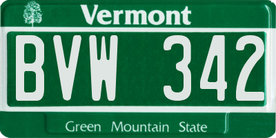 VT license plate BVW342