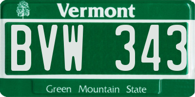 VT license plate BVW343