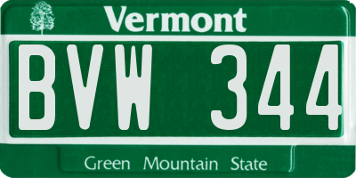 VT license plate BVW344