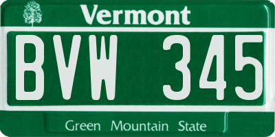 VT license plate BVW345