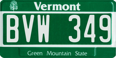 VT license plate BVW349