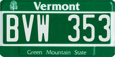 VT license plate BVW353