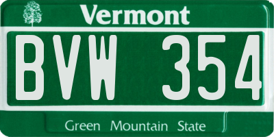 VT license plate BVW354