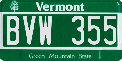 VT license plate BVW355