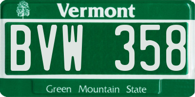 VT license plate BVW358