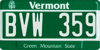 VT license plate BVW359
