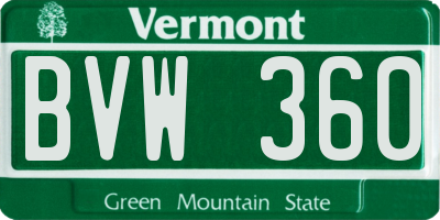 VT license plate BVW360