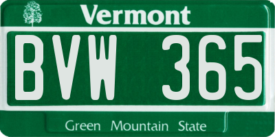 VT license plate BVW365