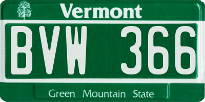 VT license plate BVW366