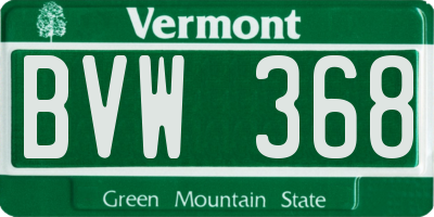 VT license plate BVW368