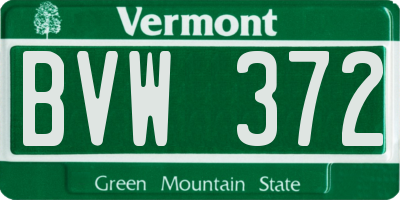 VT license plate BVW372