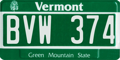 VT license plate BVW374
