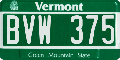 VT license plate BVW375