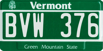 VT license plate BVW376