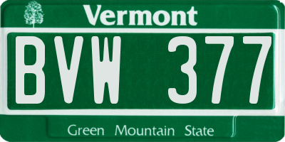 VT license plate BVW377