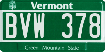 VT license plate BVW378