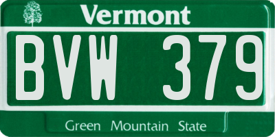 VT license plate BVW379