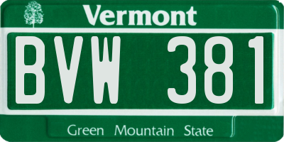 VT license plate BVW381