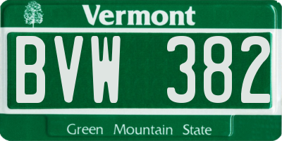 VT license plate BVW382