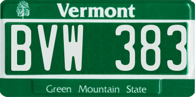 VT license plate BVW383