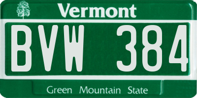 VT license plate BVW384