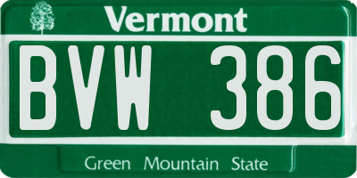 VT license plate BVW386