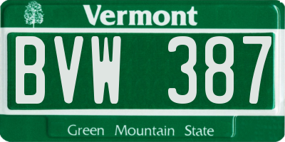 VT license plate BVW387