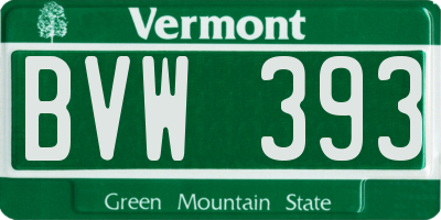 VT license plate BVW393