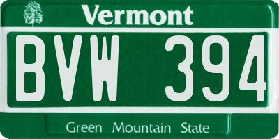VT license plate BVW394