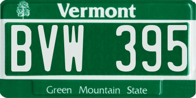 VT license plate BVW395