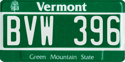 VT license plate BVW396