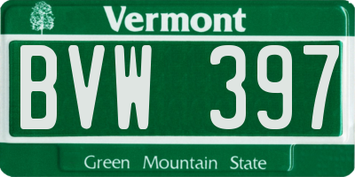 VT license plate BVW397