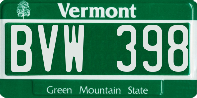 VT license plate BVW398