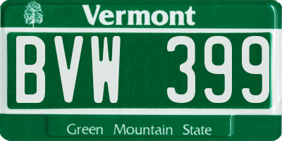 VT license plate BVW399