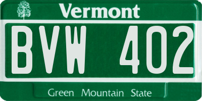 VT license plate BVW402