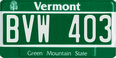 VT license plate BVW403