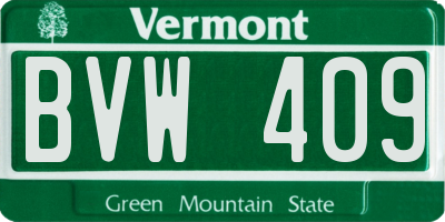 VT license plate BVW409