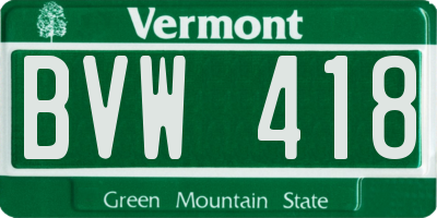 VT license plate BVW418