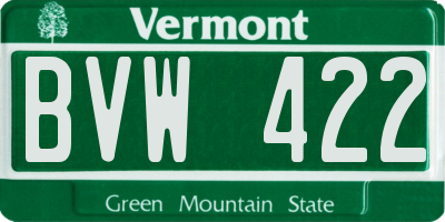 VT license plate BVW422