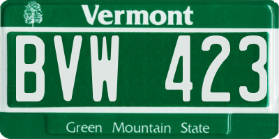 VT license plate BVW423
