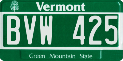 VT license plate BVW425