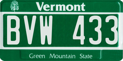 VT license plate BVW433