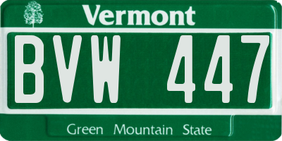 VT license plate BVW447