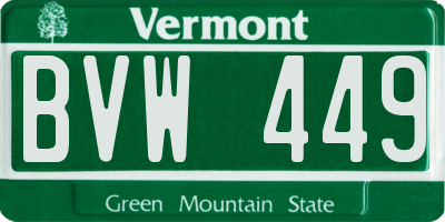 VT license plate BVW449