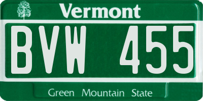 VT license plate BVW455