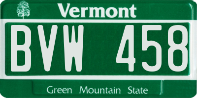 VT license plate BVW458